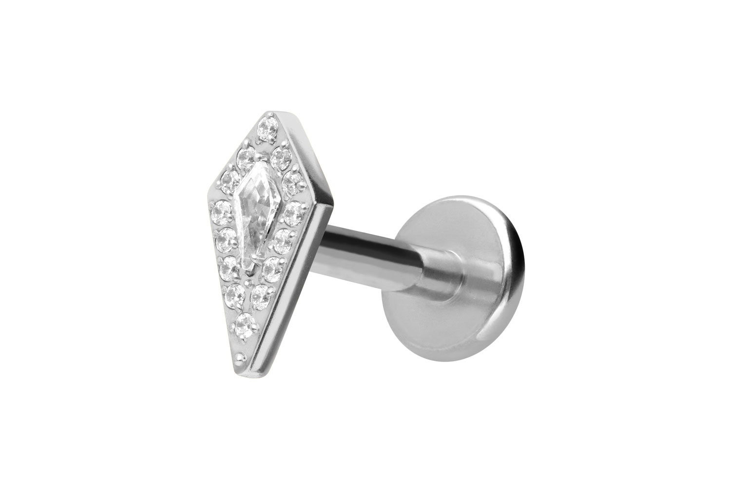 Titan Labret Piercing mit Innengewinde KRISTALLSCHILD